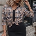 thumbnail image 5 of Dweltoz Women's Plaid Flannel Shirt Soft Long Sleeve Lightweight Casual Button Down Jacket with Pockets 2026 Fall Fashion Blouses,Khaki 2XL, 5 of 5