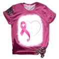 thumbnail image 1 of YDLCAFD T-Shirt Femme Sensibilisation au Cancer T-Shirt Ruban Manches Courtes Col Rond Tunique, 1 of 3