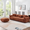 thumbnail image 4 of Kevinplus Mid Century Modern Couch 3-Seater Sofa with Ottoman Soft Padded Seat Upholstered Footrest Stool Ottoman Foot Stool for Living Room, Bedroom. Orange, 4 of 11