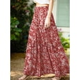 thumbnail image 2 of Cueply Long Skirts for Women Pleated Elastic High Waist drawstring Tiered Maxi Skirt with Pockets, 2 of 7