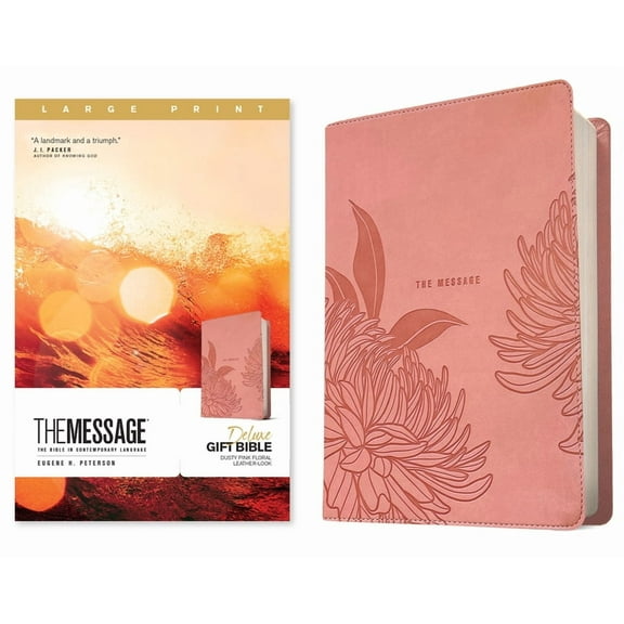 The Message Deluxe Gift Bible, Large Print (Leather-Look, Dusty Pink Floral): The Bible in Contemporary Language, (Hardcover)