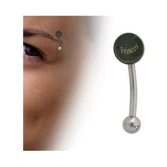 Curved Barbell 16G Eyebrow Ring with Princess Logo