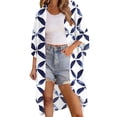 thumbnail image 2 of Xdegoge Kimono Cardigans for Women Open Front Half Sleeve Boho Tropical Print Cover Up Sheer Chiffon Duster Lightweight Summer Casual Daily Outerwear, 2 of 9