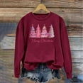 thumbnail image 2 of IROINNID Christmas Sweatshirts for Women Crewneck Long Sleeve Christmas Printed Pullover Loose Fitting Shirt,Burgundy, 2 of 4