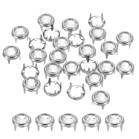 120Pcs Rhinestone Stud Refills, 5.5mm/0.22" Rhinestone Claw Beads Nailhead, Rivets Metal Spikes Rivet Decorative for DIY Leather Craft Making Purse Clothing Shoes Belt, White
