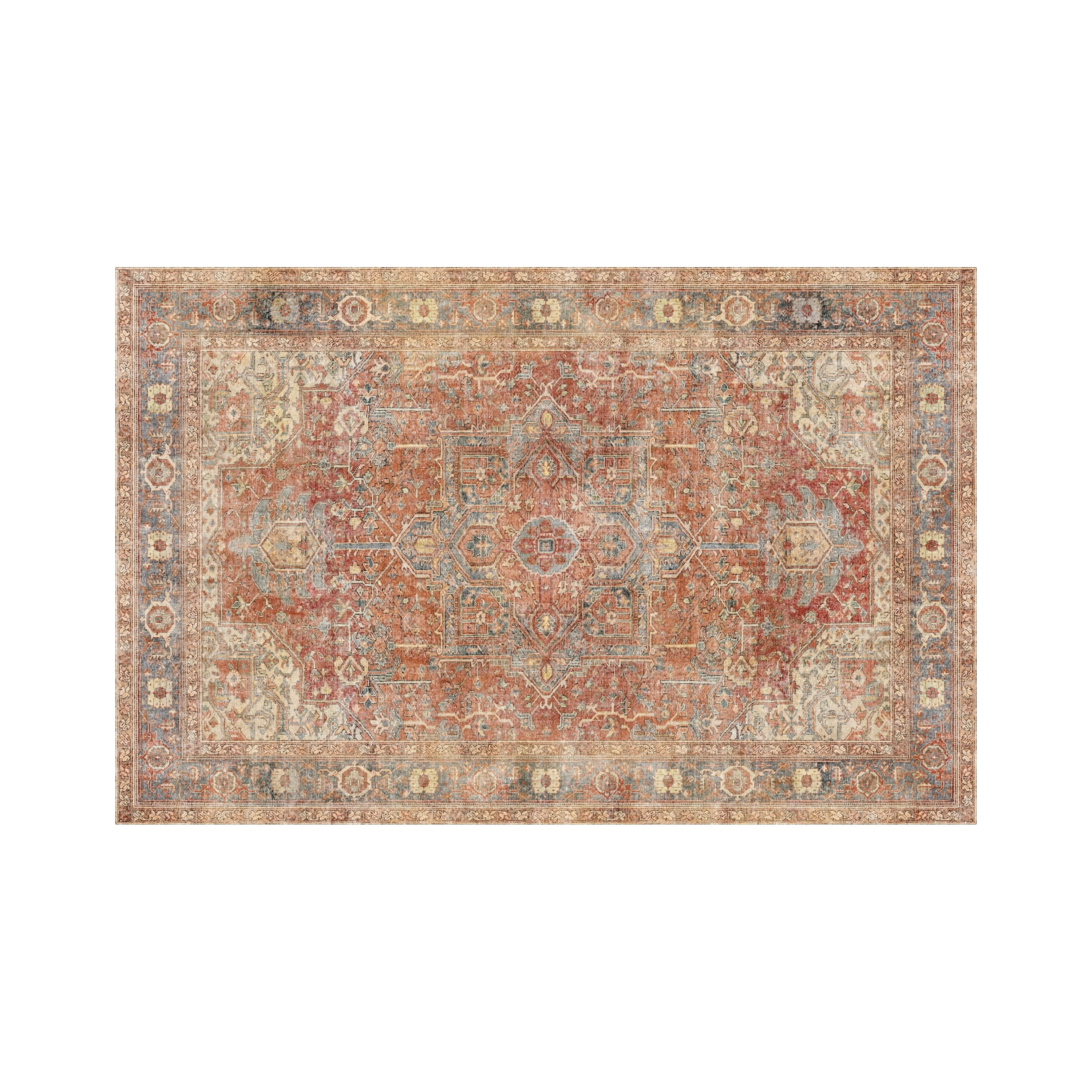 Mainstays Vintage Persian Distressed Area Rug, Rust Red, 30 in x 45 in, Machine Washable, for Bathroom, Bedroom, Hallway, Kitchen.