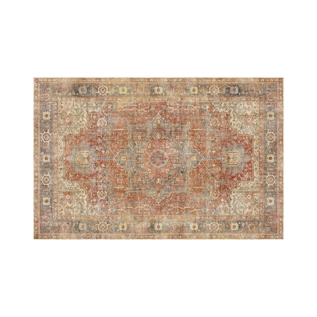 Mainstays Vintage Persian Distressed Area Rug, Rust Red, 30 in x 45 in, Machine Washable, for Bathroom, Bedroom, Hallway, Kitchen.