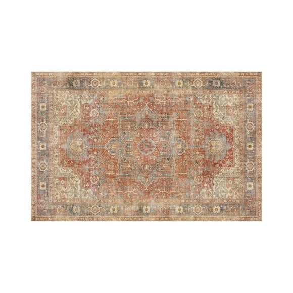 Mainstays Vintage Persian Distressed Area Rug, Rust Red, 30 in x 45 in, Machine Washable, for Bathroom, Bedroom, Hallway, Kitchen.