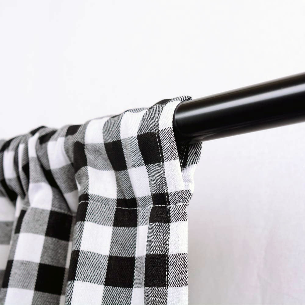Woven Trends Farmhouse Curtains Kitchen Décor, Buffalo Plaid Shades, Classic Country Plaid Gingham Checkered Design, Farmhouse Décor, Window Curtain Treatments (Black, Tie-Up Shade)