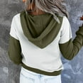 thumbnail image 3 of Puntoco Mujeres Casual Pullover Patchwork Botón Abajo Sudaderas Con Cordón Manga Larga Con Capucha Bolsillo Blusa tops Sudaderas Puntoco Puntoco-7137, 3 of 5