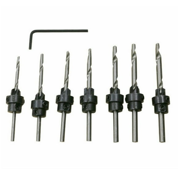 22Pcs Countersink Drill Bits with Wrench Set Adjustable Depth Stop Collars Woodworking