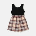 thumbnail image 2 of PatPat Girls Romper Plaid Splice Sleeveless Rompers with Belt 2 Pieces Outfits Set Black Size 5-12, 2 of 5