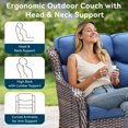 thumbnail image 3 of Unnifurnzi Outdoor Sofas All Weather Wicker Outdoor Couch with 6 Inch Thick Cushions Outdoor Furniture Couch for Porch Poolside Balcony-Brown/Blue, 3 of 7