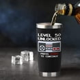 thumbnail image 3 of 50th Birthday Gifts Men Birthday Gifts For Him 20oz Level 50 Unlocked Wine Tumbler Gifts For Video Game Lovers Husband Boyfriend Teen Boys Bday Xmas Party Presents Black Travel Cup With Straw, 3 of 6