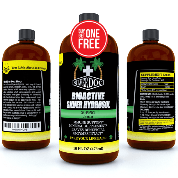 Silver Doc Silver Hydrosol Mineral Supplement, 2 For 1, 32oz Total