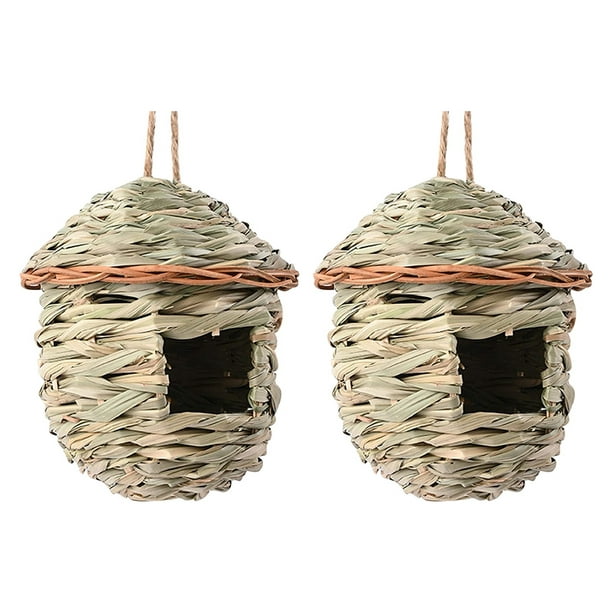 Hanging Bird Straw Nests Home Woven Nests Bird Box Decoration House ...