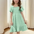 thumbnail image 6 of Miluxas Girls Summer Dress Tween Boho Casual Smocked Swing Flowy Ruffle Midi Dresses Green 4 Years, 6 of 8