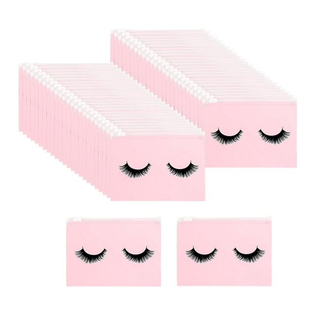 Bolsas de pestañas jinwen 50 piezas Bolsas de maquillaje EVA con cremallera Rosa