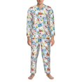 thumbnail image 3 of Disketp Summer Stamp Mens Pajama Set, Soft Warm Long Sleeve Sleepwear, Cozy Button-Down Pjs for Men-Large, 3 of 7