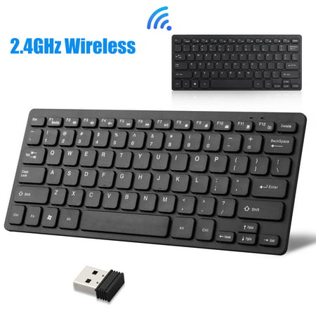 EEEkit Mini Keyboard 2.4G Wireless Thin Light 78 Keys USB Multimedia Small Pocket Sized Keyboard with USB Receiver for Pc Computer