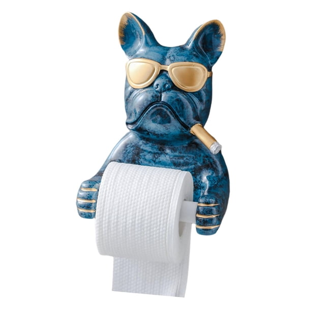 Portarrollos de papel higiénico de dibujos animados para colgar en la pared, organizador de papel sin perforaciones Azul