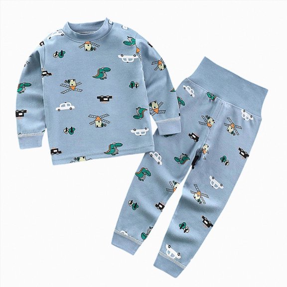 Boys Pajamas Cozy Soft Long Sleeves Top And Pants Pajamas Set Big Boys Sleepwear,Thermal 6-12 Months 12-24 Months 2t 3t 4t 5t 6t 7t 8t 9t Children Sky Blue