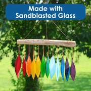Blue Handworks Rainbow Glass Wind Chimes, Leaves