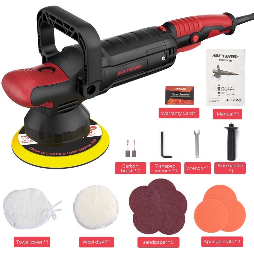 Meterk Orbital Car Buffers Polisher 10A 1200W Dual Action Random