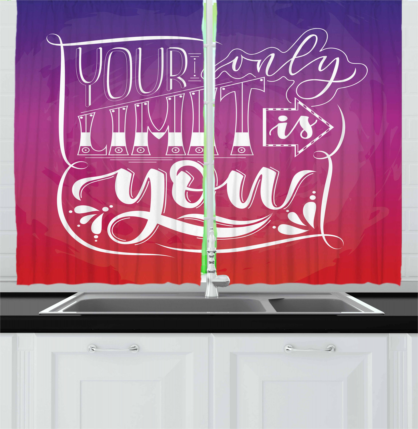 Quote Curtains 2 Panels Set, Inspirational Your Only Limit is You