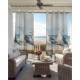 thumbnail image 2 of Beach Seagull Blackout Curtains for Bedroom Living Room, Retro Nautical Watercolor Ocean Bird Sky Cloud 63 In Long Thermal Insulated Room Darkening Drapes Grommet Window Treatments, 42 x 63 In, 2 of 9