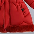 thumbnail image 4 of WhouRiu Big Girls' Winter Coat Warm Thickened Trim Hooded Long Coat Kids Thermal Windproof Puffer Coats Red,Sized 9-10, 4 of 8