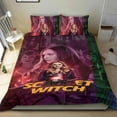 thumbnail image 1 of Bruja Escarlata Wanda Maximoff Conjunto de sábanas temático, trío de piezas, cómodo y amigable con la piel, diseño único, regalo de decoración para el hogar para familiares, amigos y fans,140cm *210cm, 1 of 6