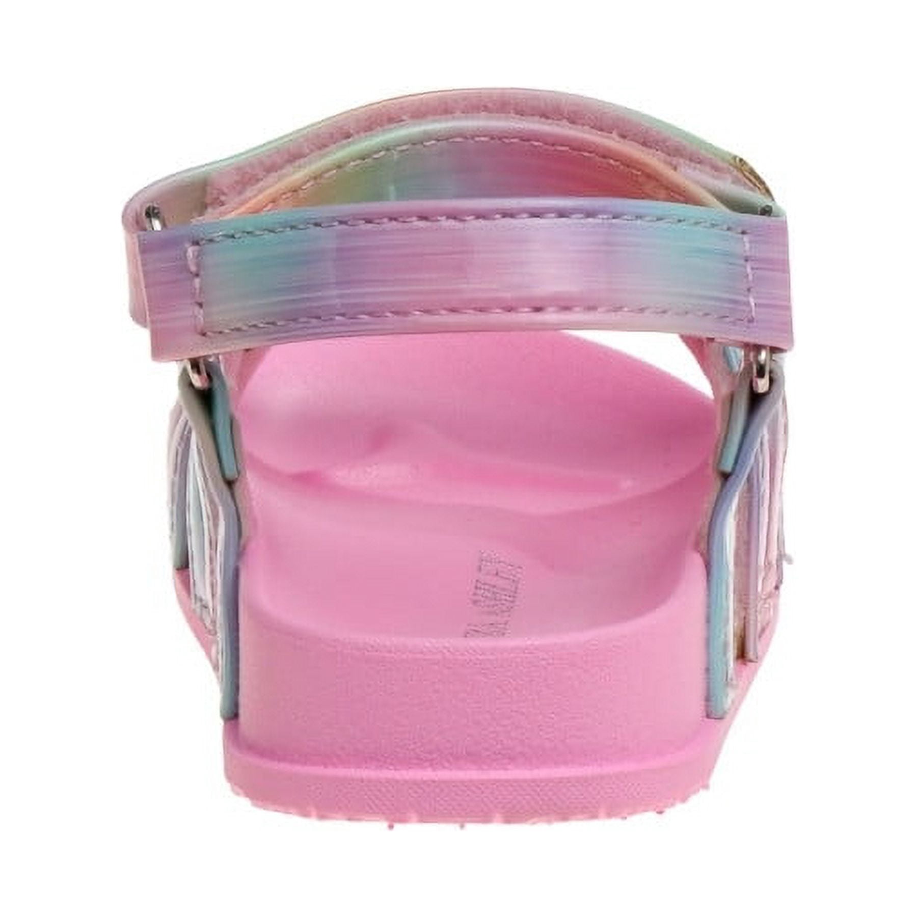 Laura Ashley Girls Hook & Loop Flat Heel Footbed Sandals (Toddler Sizes) - Pastel/Multi, 9