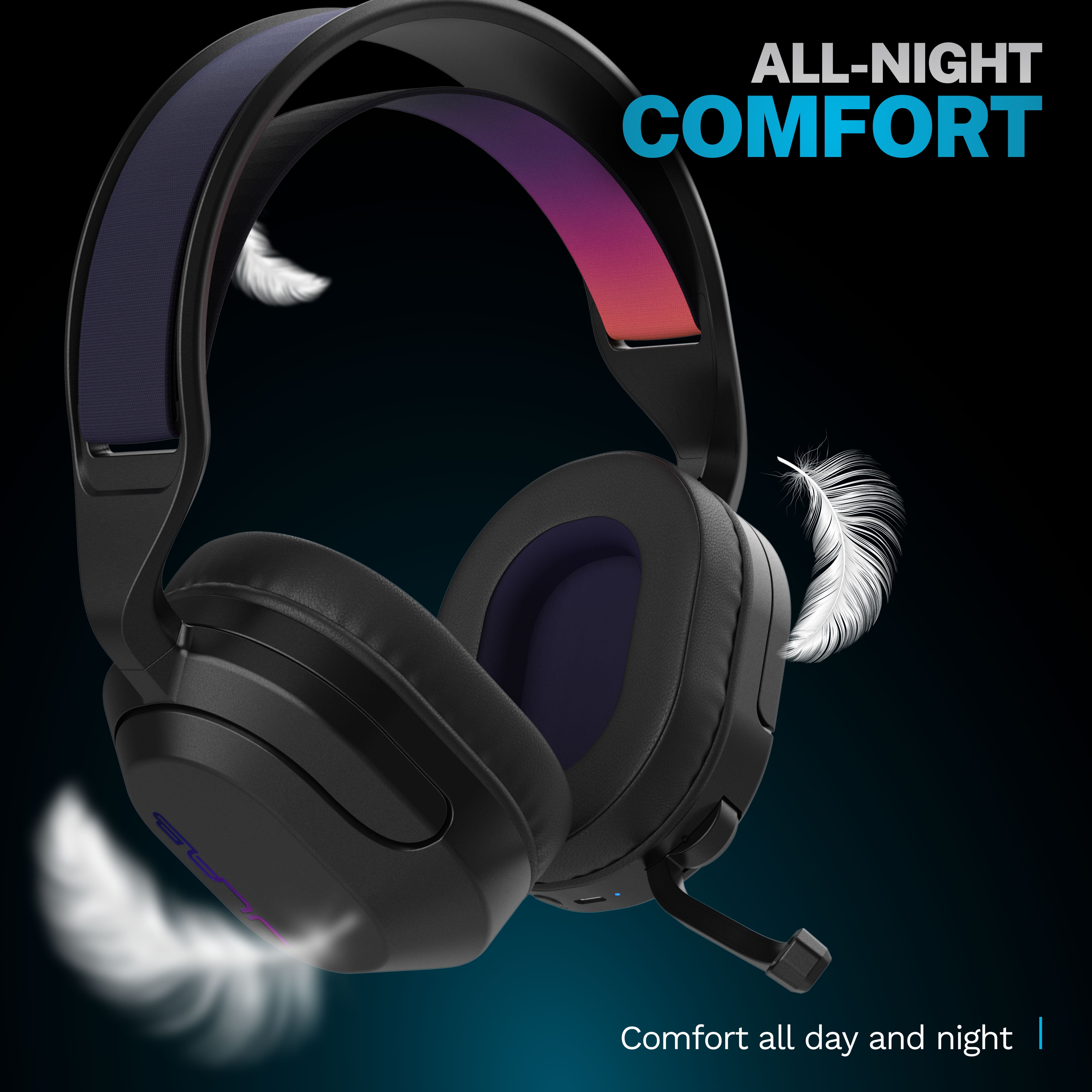 JLab Nightfall Wireless Gaming Headset for PS5, PS4, PC, Nintendo Switch, Mobile, Bluetooth & USB-C, Black