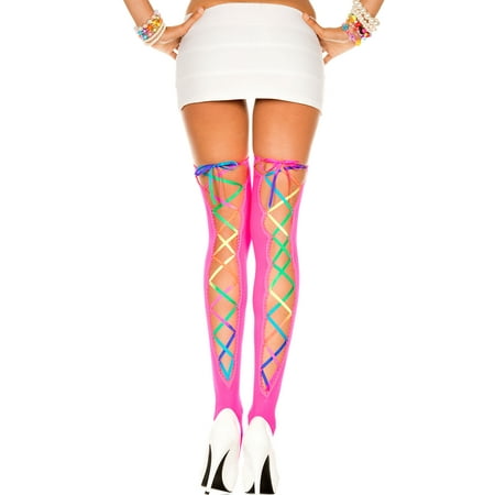 Rainbow Back Lace Stockings, Best Thigh Highs (Best Jean Style For Thick Thighs)