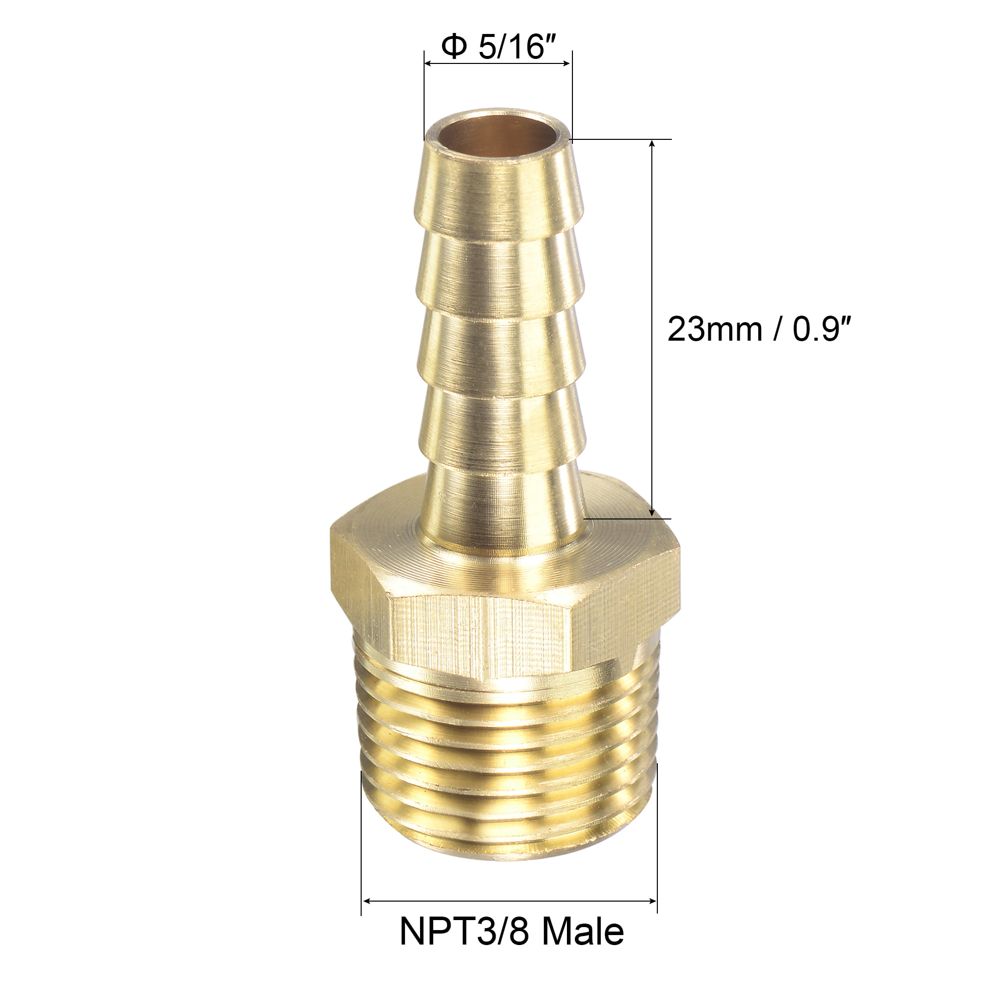 PT 3/8" Tapered Thread Male Brass Straight 10mm Hose Barb Tail Fitting Connector 
