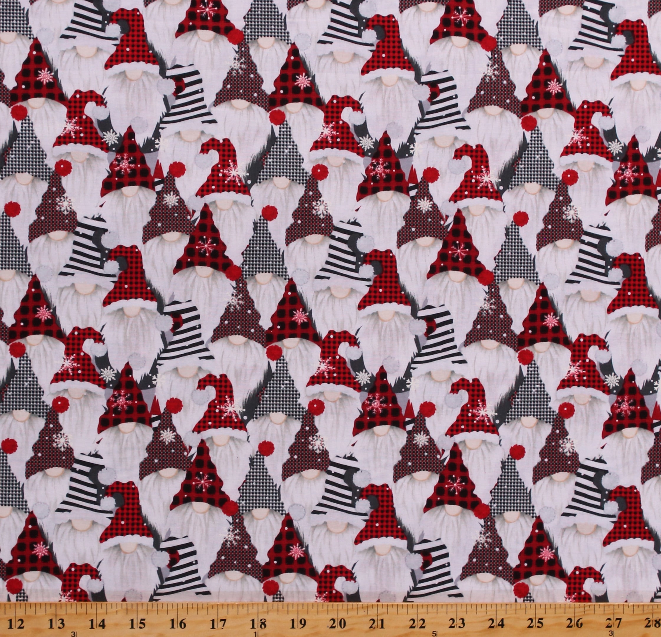 Cotton Christmas Trees Holidays Winter Gnomes Home Tree White Cotton Fabric  Print by the Yard (GHTF-04706-MU)
