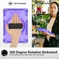thumbnail image 6 of for iPad 9th/8th/7th Gen, Rugged Shockproof Case for iPad 10.2 2021/2020/2019 with Pencil Holder, 360 Rotating Hand Strap & Stand, Shoulder Strap, TPU PC 3 Layers Multi-Functional Cover - Purple, 6 of 9