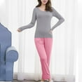 thumbnail image 6 of ZyeKqe Pajamas for Women 2 Piece Sets Built in Bra Sleepwear Nightwear with Long Pants Solid Color Soft Pjs Lounge Set, 6 of 8