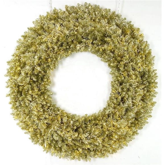 60 in. Champagne Wreath with 3 mm LED Cluster Lights, Gold