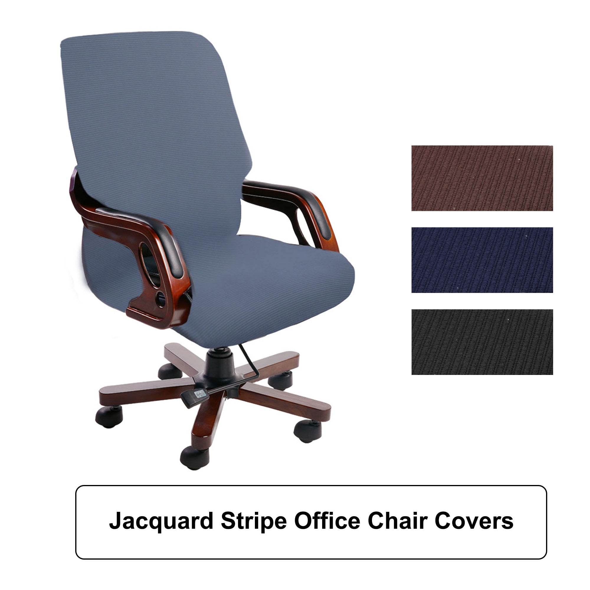 Waterproof Jacquard Office Chair Covers Swivel Armchair Steel Blue
