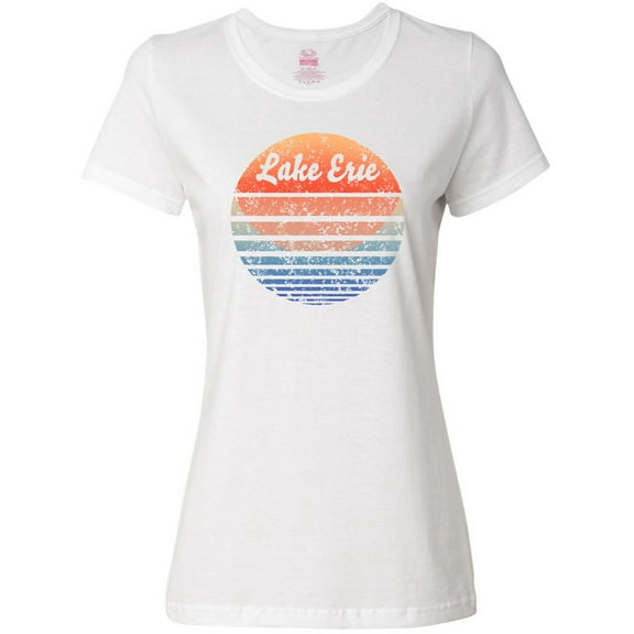Inktastic Lake Erie Distressed Retro Sunset Women's T-Shirt