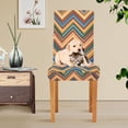 thumbnail image 4 of Yayeee 2 Pack Dining Chair Covers Stretch Parson Chairs Slipcovers Seat Protector, Orange Geometric, 4 of 6