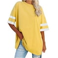 thumbnail image 2 of Otvok Womens Oversized Tees Loose T Shirts Half Sleeve Round Neck Color Block Tunic Tops, 2 of 6
