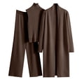 thumbnail image 4 of Womens Knit 3 Piece Sets Long Cardigan Neck Sweaters Wide Leg Pants Coordinated Outfit Fall Winter Business Casual Travel Outfits, 4 of 4