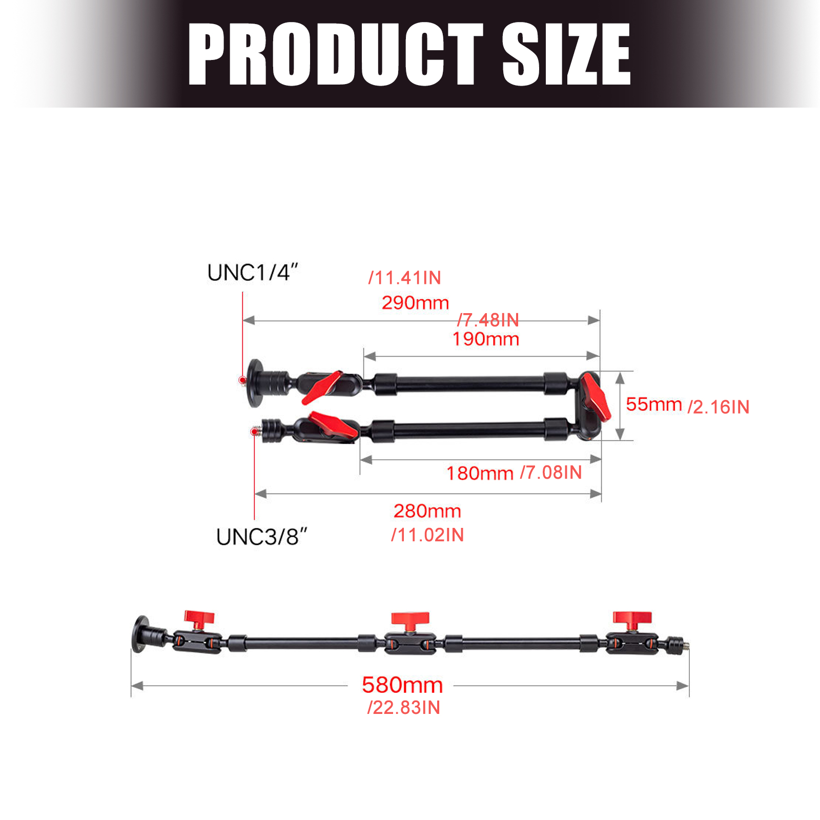 Flexible Friction Arm Holder LED Light Microphone Video Fill Light Mount Studio