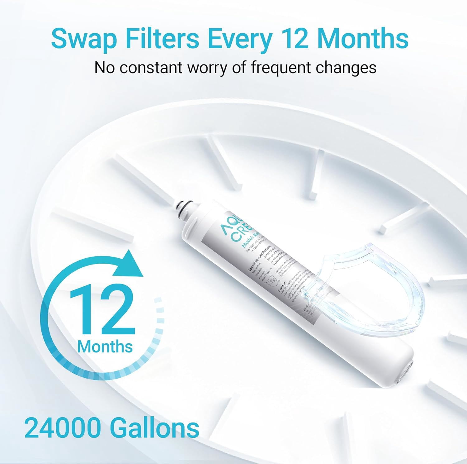 AQUA CREST H-300 Under Sink Water Filter, Replacement for Everpure H-300, H-300-NXT, 7CB5, EV9270-71, EV9270-72, EV9618-11, EV9855-50, EV9282-01, NSF/ANSI 42 Certified, 24000 Gallons