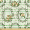 thumbnail image 2 of Ambesonne Floral Fabric by the Yard Upholstery, Rose Pattern Vintage Romance, 5 Yards, Eggshell Green and Dark Peach, 2 of 5