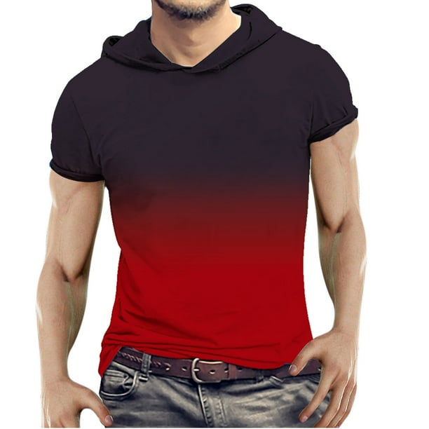 Hooded short sleeve t shirt cheap mens