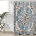 thumbnail image 5 of Blue Boho Shower Curtain, 60" x 72", Oriental Medallion Retro Distressed Bohemian Waterproof Bathroom Curtain Washable Shower Curtain Set with 12 Hooks, 5 of 6